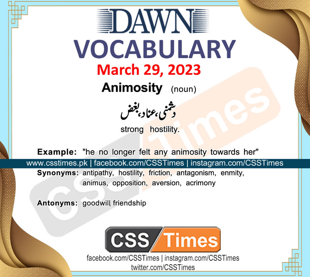 Daily DAWN News Vocabulary with Urdu Meaning (29 March 2023)