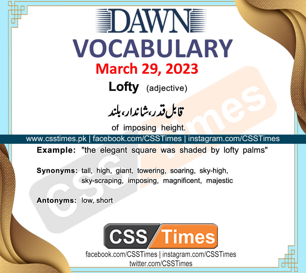 Daily DAWN News Vocabulary with Urdu Meaning (29 March 2023)