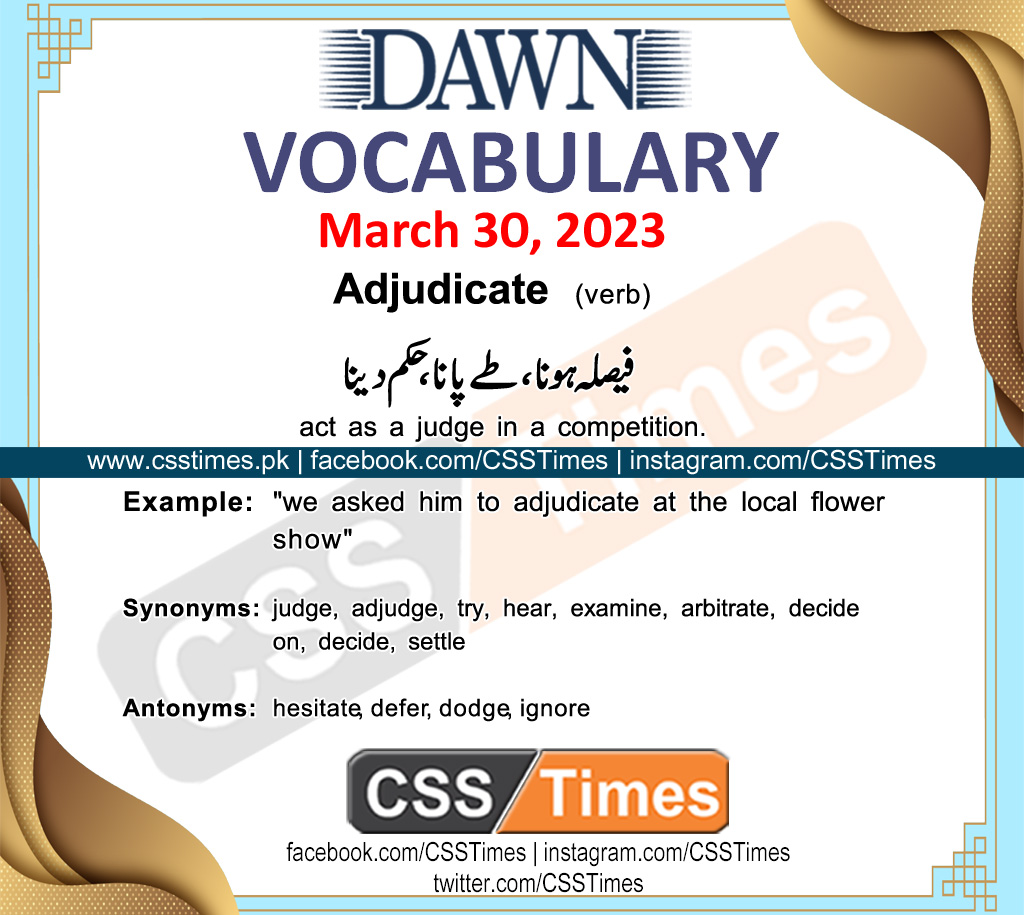 Daily DAWN News Vocabulary with Urdu Meaning (30 March 2023)