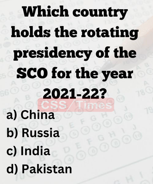 MCQs on the Shanghai Cooperation Organisation (SCO)