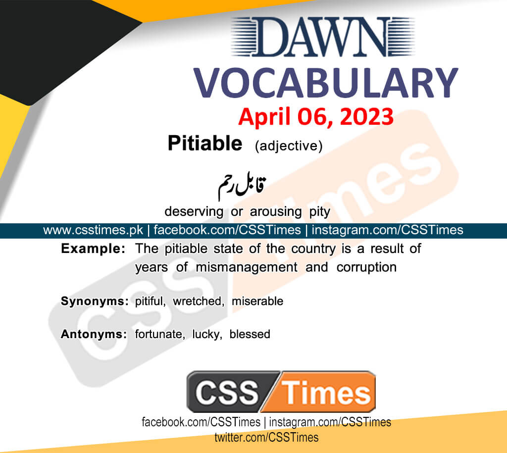 Daily DAWN News Vocabulary with Urdu Meaning (06 April 2023)