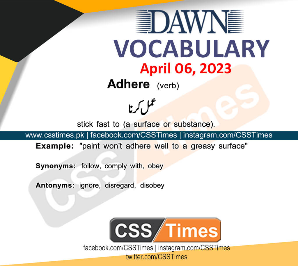 Daily DAWN News Vocabulary with Urdu Meaning (06 April 2023)