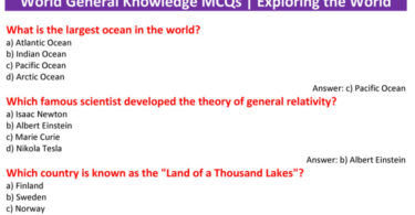 World General Knowledge MCQs | Exploring the World