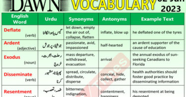 Daily DAWN News Vocabulary with Urdu Meaning (02 June 2023)