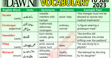 Daily DAWN News Vocabulary with Urdu Meaning (10 June 2023)
