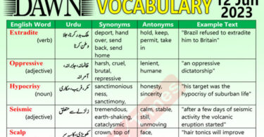 Daily DAWN News Vocabulary with Urdu Meaning (12 June 2023)