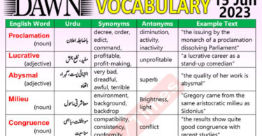 Daily DAWN News Vocabulary with Urdu Meaning (15 June 2023)