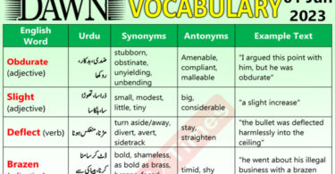 Daily DAWN News Vocabulary with Urdu Meaning (01 June 2023)