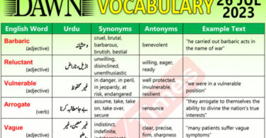 Daily DAWN News Vocabulary with Urdu Meaning (26 July 2023)