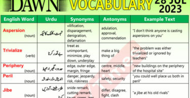 Daily DAWN News Vocabulary with Urdu Meaning (28 July 2023)