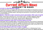 Daily Top-10 Current Affairs MCQs / News (August 10 2023) for CSS