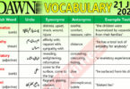 Daily DAWN News Vocabulary with Urdu Meaning (21 July 2023)