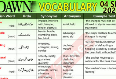 Daily DAWN News Vocabulary with Urdu Meaning (04 Sep 2023)