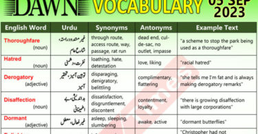 Daily DAWN News Vocabulary with Urdu Meaning (05 Sep 2023)