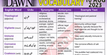 Daily DAWN News Vocabulary with Urdu Meaning (10 Aug 2023)