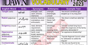 Daily DAWN News Vocabulary with Urdu Meaning (11 Aug 2023)