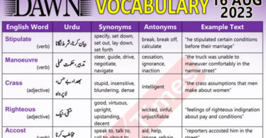 Daily DAWN News Vocabulary with Urdu Meaning (16 Aug 2023)