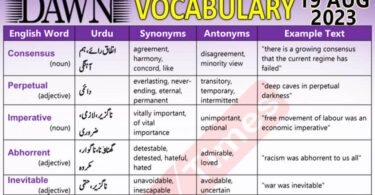 Daily DAWN News Vocabulary with Urdu Meaning (19 Aug 2023)