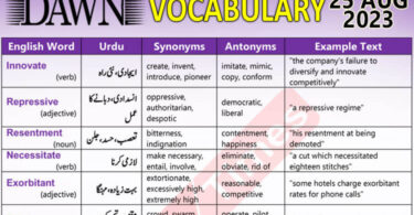 Daily DAWN News Vocabulary with Urdu Meaning (25 Aug 2023)