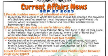 Daily Top-10 Current Affairs MCQs / News (September 27 2023) for CSS
