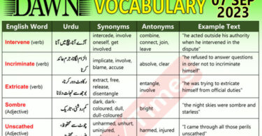 Daily DAWN News Vocabulary with Urdu Meaning (07 Sep 2023)