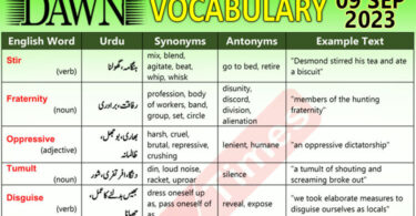 Daily DAWN News Vocabulary with Urdu Meaning (09 Sep 2023)