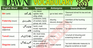 Daily DAWN News Vocabulary with Urdu Meaning (10 Sep 2023)