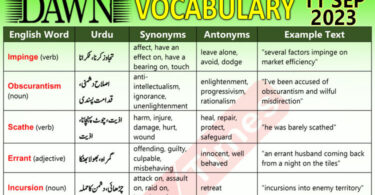 Daily DAWN News Vocabulary with Urdu Meaning (11 Sep 2023)