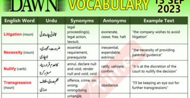Daily DAWN News Vocabulary with Urdu Meaning (13 Sep 2023)