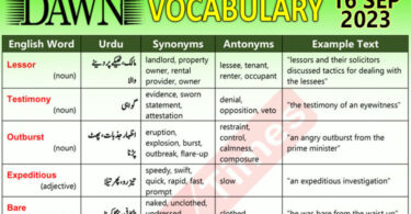 Daily DAWN News Vocabulary with Urdu Meaning (16 Sep 2023)