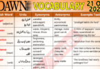 Daily DAWN News Vocabulary with Urdu Meaning (21 Oct 2023)