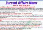 Daily Top-10 Current Affairs MCQs / News (October 09 2023) for CSS