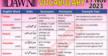 Daily DAWN News Vocabulary with Urdu Meaning (21 Nov 2023)