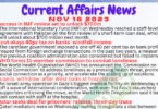 Daily Top-10 Current Affairs MCQs / News (November 16 2023) for CSS
