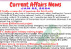 Daily Top-10 Current Affairs MCQs / News (January 22 2024) for CSS
