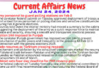 Daily Top-10 Current Affairs MCQs / News (January 24 2024) for CSS
