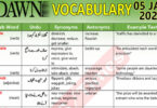 Daily DAWN News Vocabulary with Urdu Meaning (05 Jan 2024)