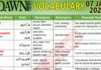 Daily DAWN News Vocabulary with Urdu Meaning (07 Jan 2024)