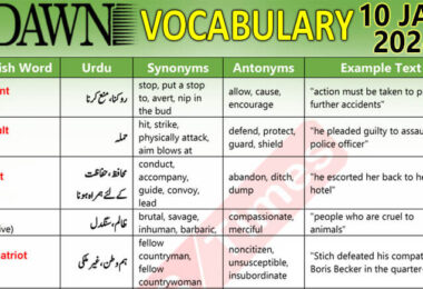 Daily DAWN News Vocabulary with Urdu Meaning (10 Jan 2024)