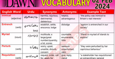 Daily DAWN News Vocabulary with Urdu Meaning (03 Feb 2024)