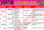 Daily DAWN News Vocabulary with Urdu Meaning (05 Feb 2024)