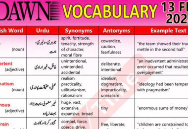 Daily DAWN News Vocabulary with Urdu Meaning (13 Feb 2024)