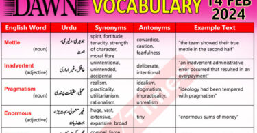 Daily DAWN News Vocabulary with Urdu Meaning (14 Feb 2024)