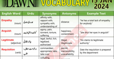Daily DAWN News Vocabulary with Urdu Meaning (15 Jan 2024)