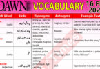 Daily DAWN News Vocabulary with Urdu Meaning (16 Feb 2024)