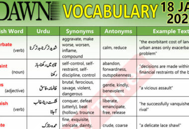 Daily DAWN News Vocabulary with Urdu Meaning (18 Jan 2024)