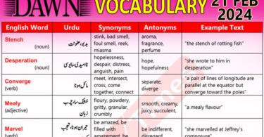 Daily DAWN News Vocabulary with Urdu Meaning (21 Feb 2024)