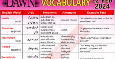 Daily DAWN News Vocabulary with Urdu Meaning (22 Feb 2024)