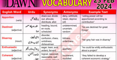Daily DAWN News Vocabulary with Urdu Meaning (23 Feb 2024)