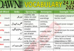 Daily DAWN News Vocabulary with Urdu Meaning (24 Jan 2024)